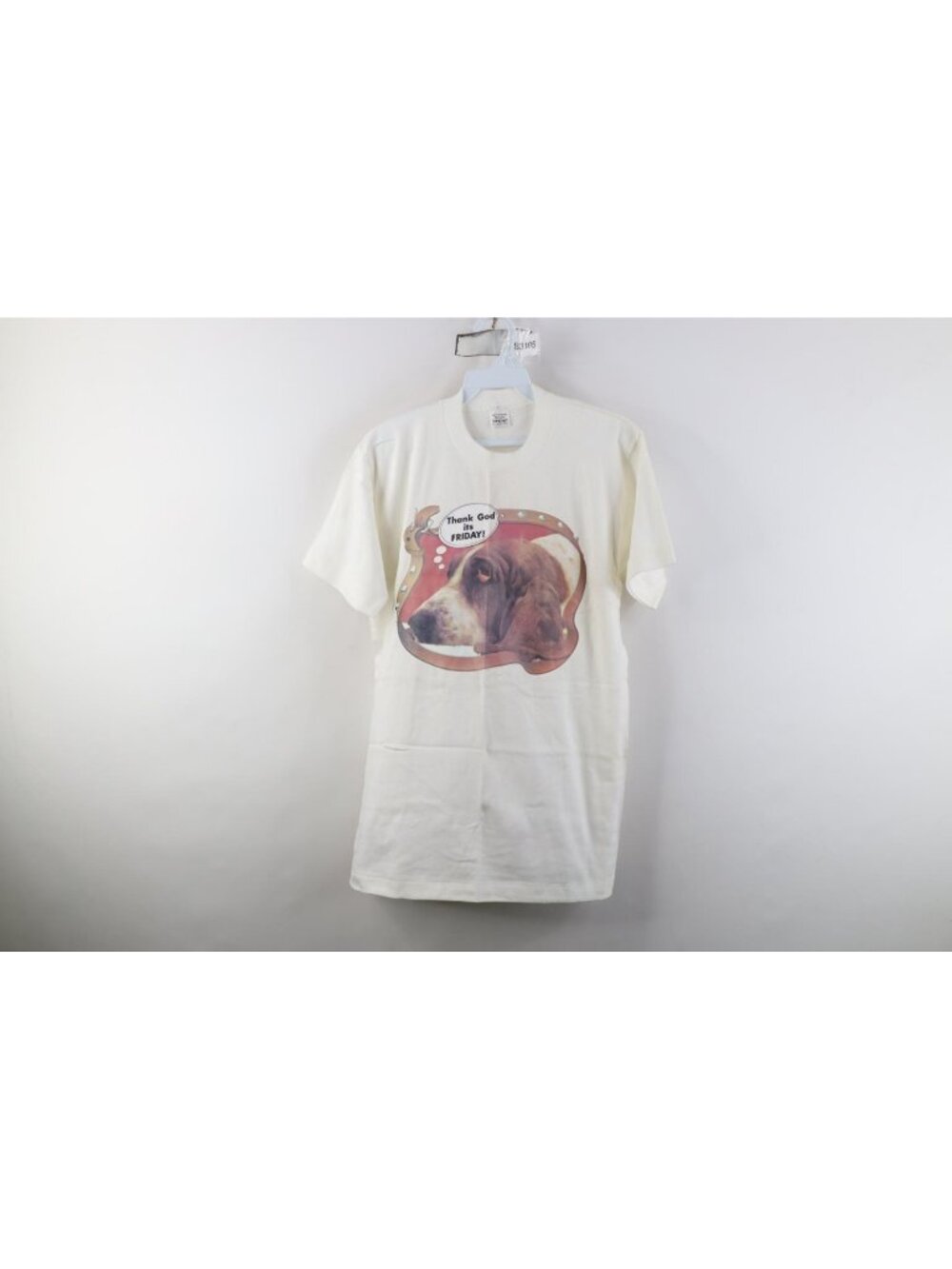 Vtg 70s Penneys Mens Medium Beagle Dog Thank God Its Friday T-Shirt White USA